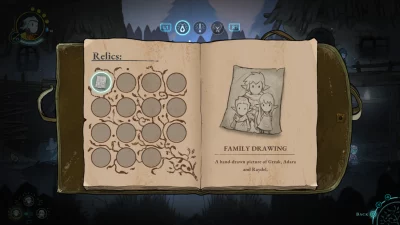 Screenshot from Greak: Memories of Azur showing an open book
